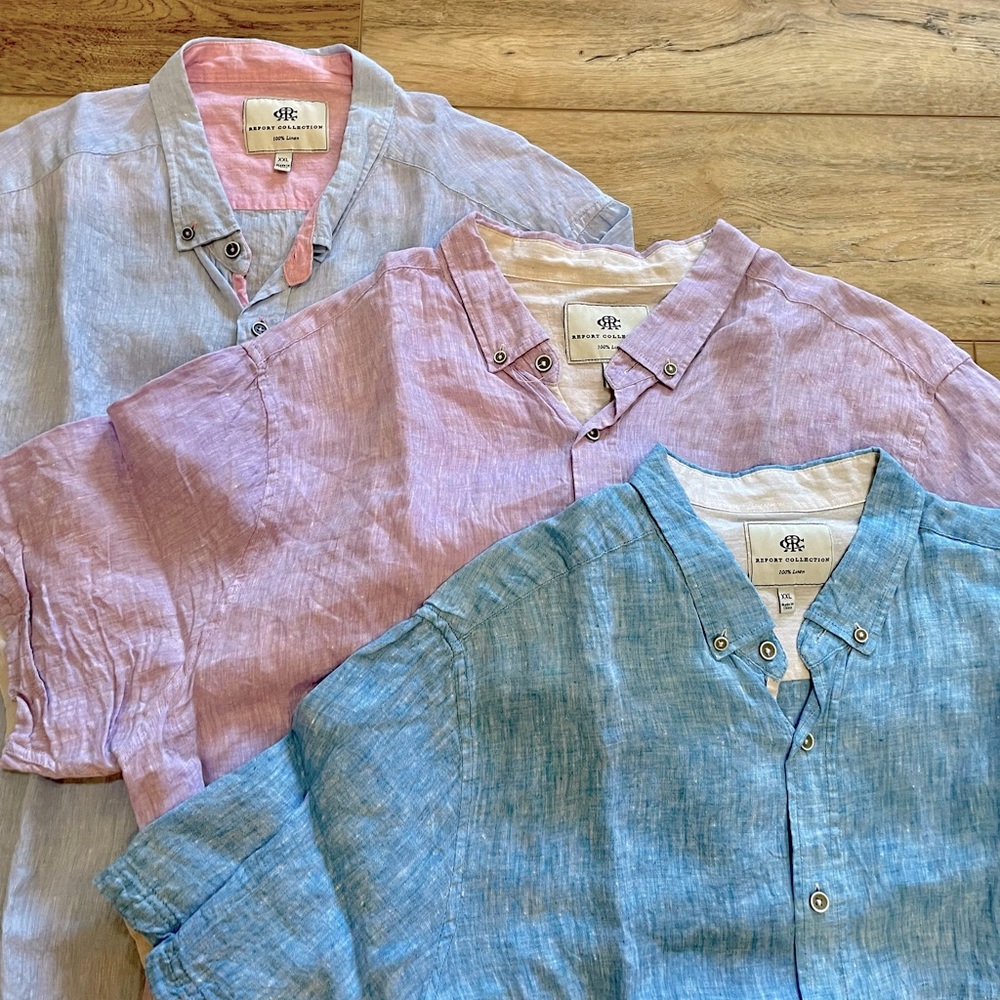 Report Collection Linen Button-Ups Xxl Lot Of 3! - image 2